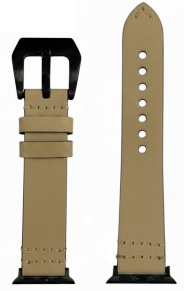 Ремешок прошитый из экокожи для Apple Watch 38/40/41mm (Бежевый)