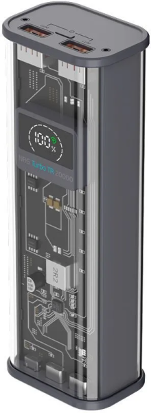 Внешний аккумулятор Deppa NRG Turbo Crystal 20000mAh 2USB Серый (33645)