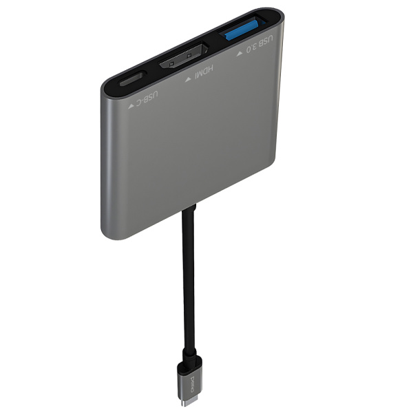 USB-C Разветвитель Pero MH08 3в1 Grey (Серый)