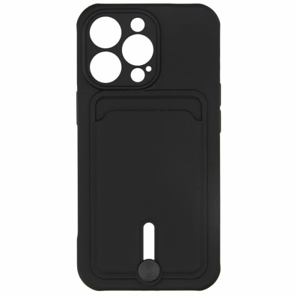 Накладка силикон для iPhone 13 Pro Max c отделом для хранения карт Черный 