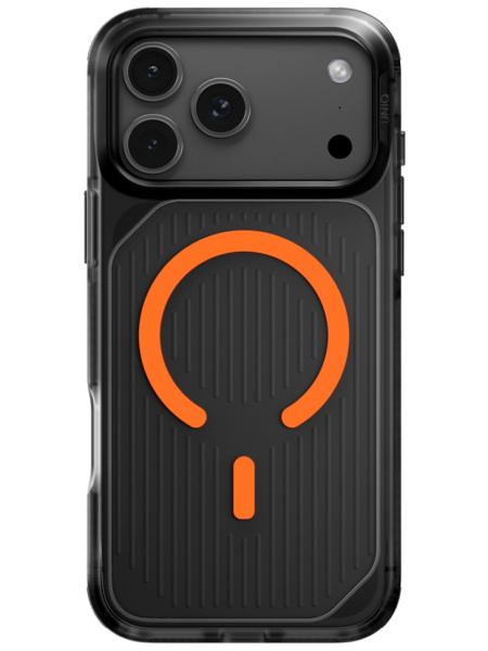Накладка пластик Uniq Combat with Magsafe для iPhone 17 Pro Max Active Frost Smoke/Orange (Серый)