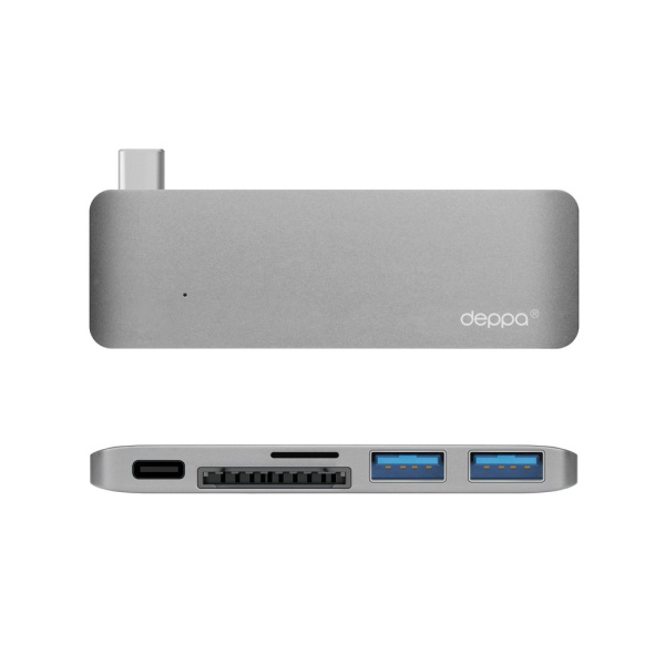 USB-C Разветвитель Deppa для MacBook USB-C 5в1 (72217) Серый