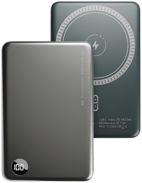 Магнитный беспроводной внешний аккумулятор Olmio QM-16 10000mAh 20W PD Gray (Серый)