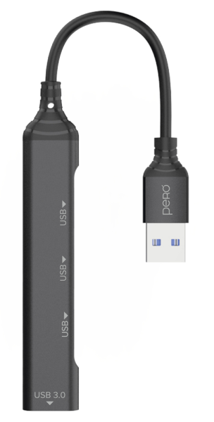 USB-A Разветвитель Pero MH01 4в1 Grey (Серый)