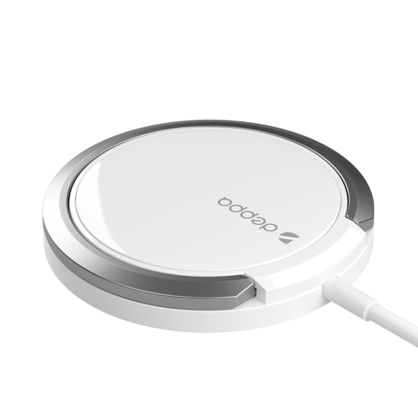 Беспроводное зарядное устройство Deppa MagSafe Ring Qi 15W с кольцом Белый (23156)