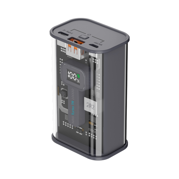 Внешний аккумулятор Deppa NRG Turbo Crystal 10000mAh USB-A/Type-C/Micro-USB Серый (33644)