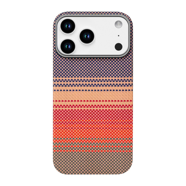Накладка кевлар PTM-KA Aramid Fiber MagSafe для Apple iPhone 17 Pro Max Красный/Коричневый