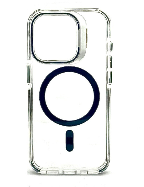 Накладка силикон My Choice с MagSafe для iPhone 15 Pro с подставкой Прозрачный/Черный 