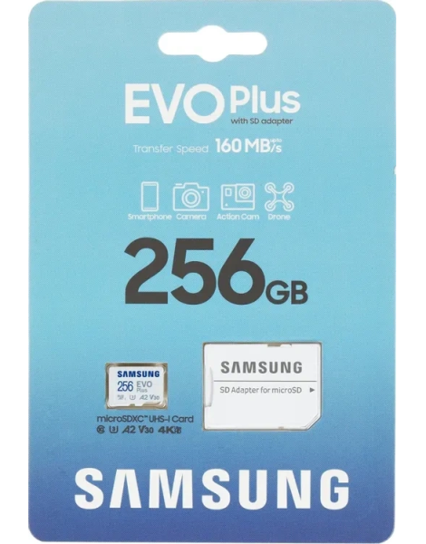 Карта памяти Micro SD Samsung EVO Plus 256GB (MB-MC256KA) + SD adapter