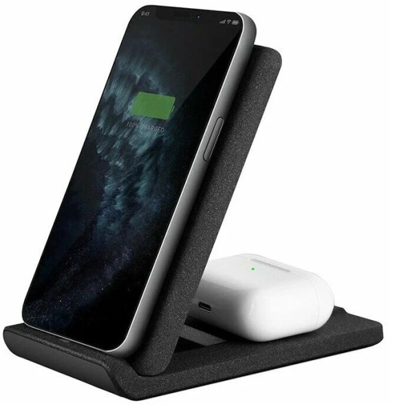 Беспроводная зарядная станция Uniq Vertex Duo 2 в 1 15 Вт Серый