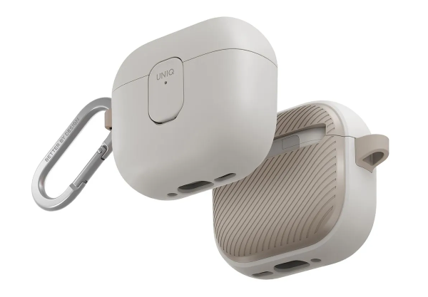 Силиконовый чехол Uniq CLYDE Lock для Apple AirPods 4 Mist Grey/Khaki
