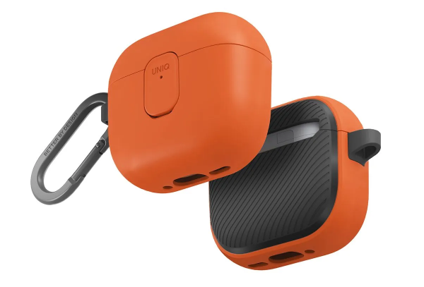 Силиконовый чехол Uniq CLYDE Lock для Apple AirPods 4 Volt Orange/Charcoal