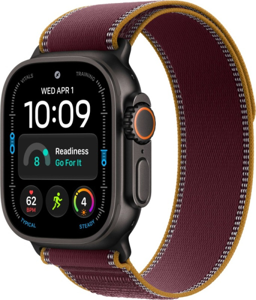 Часы Apple Watch Ultra 4 49mm Black Titanium Case Burgundy Trail Loop S/M