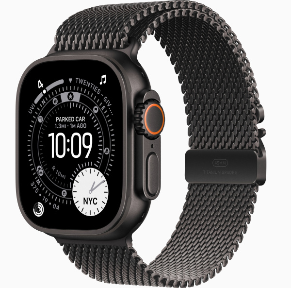 Часы Apple Watch Ultra 3 49mm Black Titanium Case Black Milanese Loop S