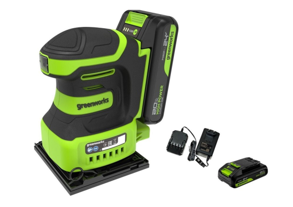 Плоская шлифовальная машина аккумуляторная Greenworks G24SS14 24В (3100507CUA) (С акб 2Ач и зу)