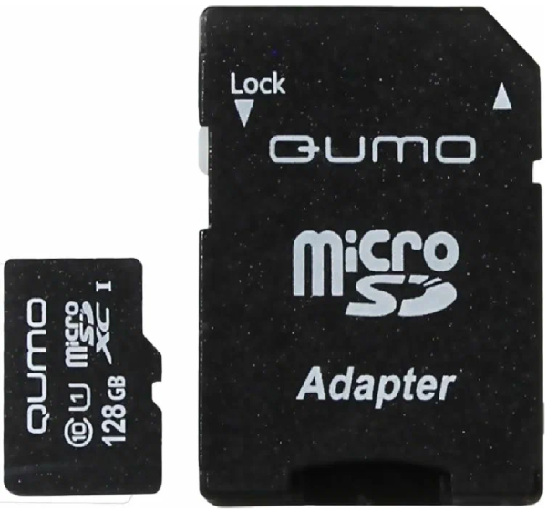 Карта памяти Micro SD Qumo 128GB Class10 90MB/s (QM128) + SD adapter