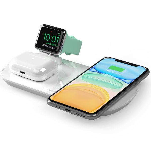 Беспроводная зарядная станция Deppa 3 в 1: iPhone, Apple Watch, Airpods 17,5 Вт (24010)