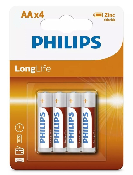 Батарейки Philips Zinc Chloride AA (4шт)