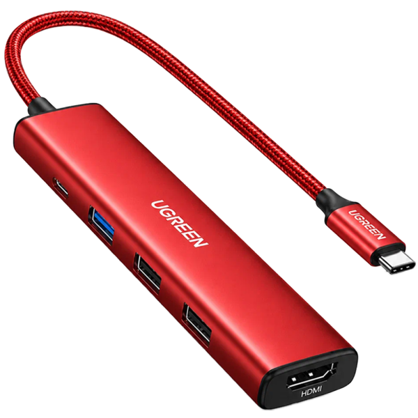 USB-C Разветвитель UGREEN CM478 5в1 (75325) Красный