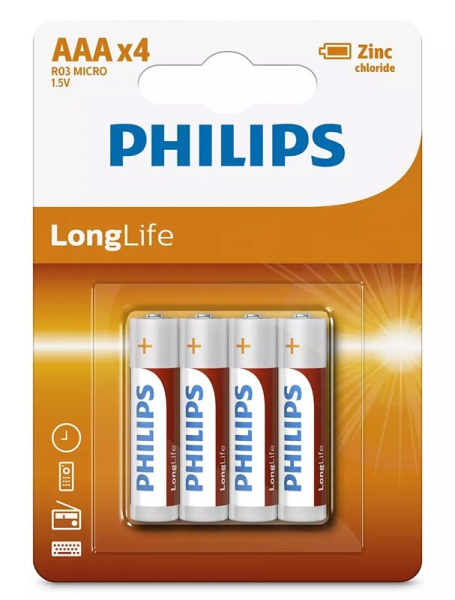 Батарейки Philips Zinc Chloride AAA (4шт)