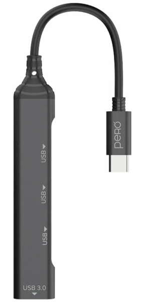 USB-C Разветвитель Pero MH02 4в1 Grey (Серый)