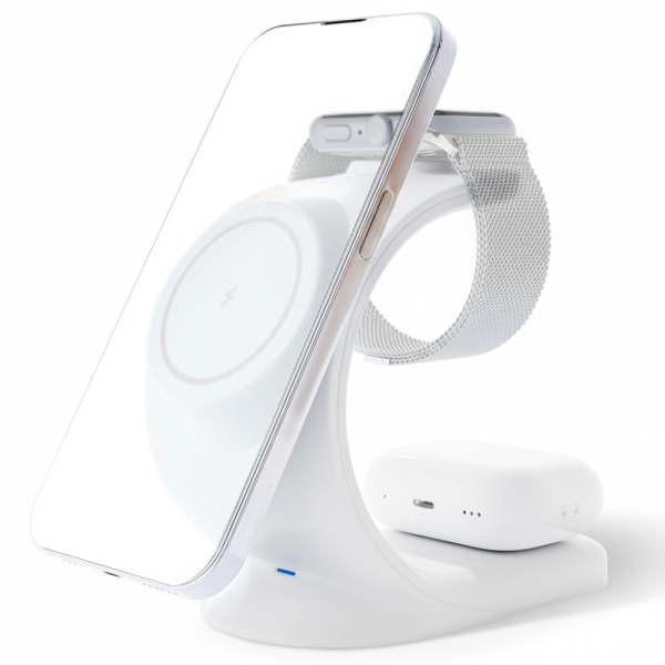 Беспроводная зарядная станция VLP Powerstand MagSafe 3in1 для iPhone/AirPods/Watch White