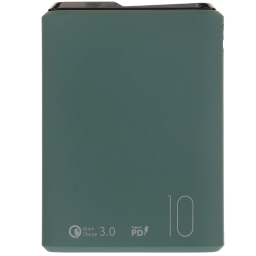 Внешний аккумулятор Olmio QS-10 10000mAh 22.5W PD, QC, LCD, Черно-зелёный