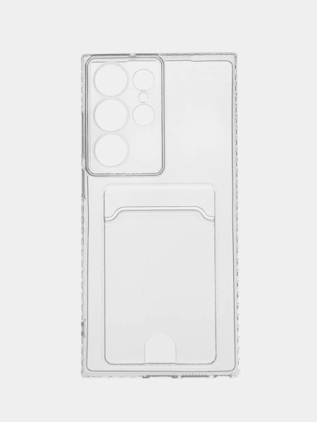 Накладка силикон для Samsung Galaxy S23 Ultra c отделом для хранения карт Прозрачная