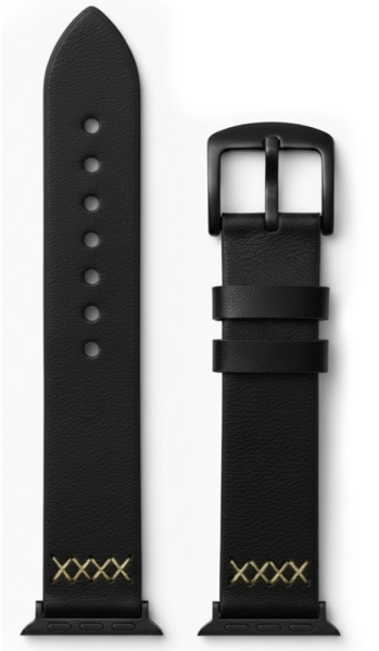 Ремешок прошитый из экокожи для Apple Watch 38/40/41mm (Черный)