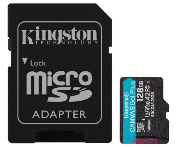Карта памяти Micro SD Kingston Canvas Go! Plus 128GB Class10 200MB/s (SDCG4/128GB) + SD adapter