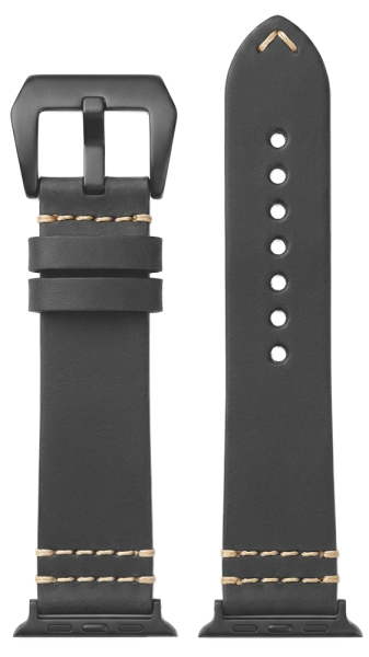 Ремешок прошитый из экокожи для Apple Watch 42/44/45/49mm (Серый)