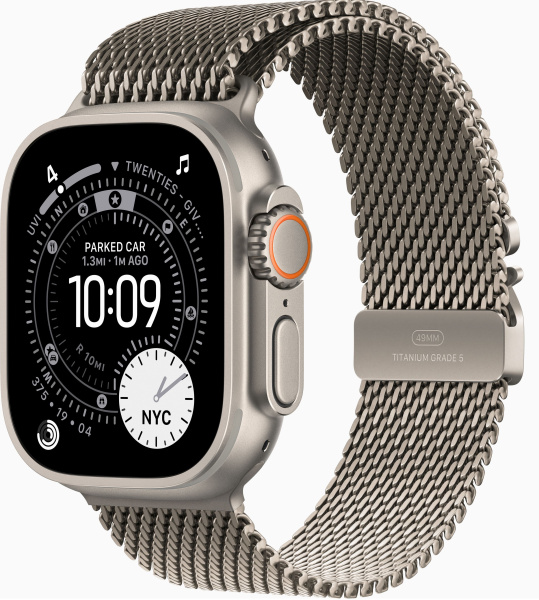 Часы Apple Watch Ultra 3 49mm Natural Titanium Case Natural Milanese Loop S