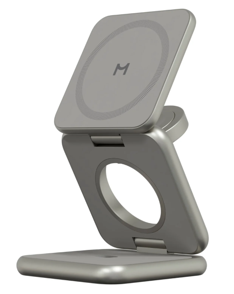 Беспроводная зарядная станция 3 в 1 Magssory Fold Pro Titanium (Титан)