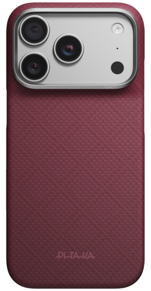 Накладка кевлар Pitaka Ultra-Slim Case для Apple iPhone 18/17 Pro Burgundy (Бордовый)