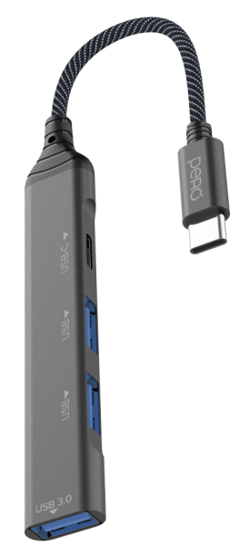 USB-C Разветвитель Pero MH03 4в1 Grey (Серый)