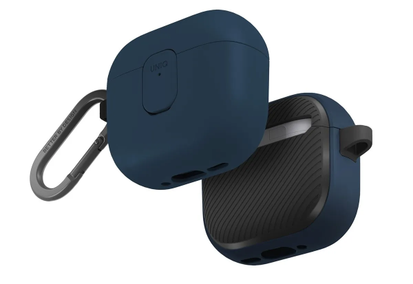 Силиконовый чехол Uniq CLYDE Lock для Apple AirPods 4 Blue/Dark Grey