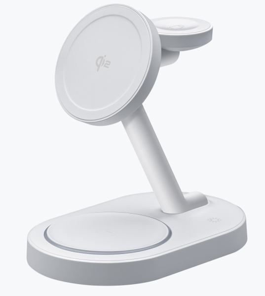 Беспроводная зарядная станция Deppa 3 в 1 MagSafe QI2 NEO 23W White (23167)