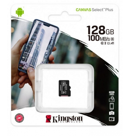 Карта памяти Micro SD Kingston Canvas Select Plus 128GB Class10 100MB/s (SDCS2/128GBSP)