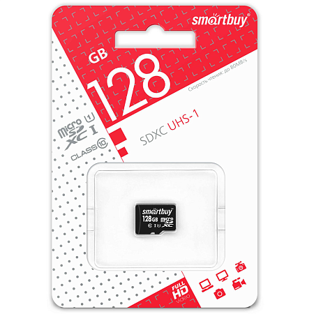 Карта памяти Micro SD Smartbuy 128GB Class10 90MB/s (SB128GBSDCL10-00)