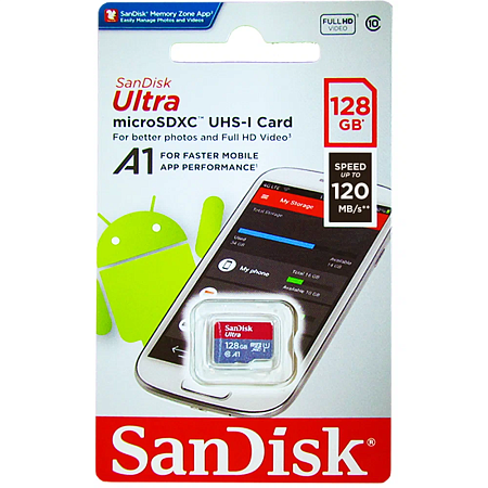 Карта памяти Micro SD SanDisk Ultra 128GB Class10 100MB/s (SDSQUNR-128G-GN3MN)