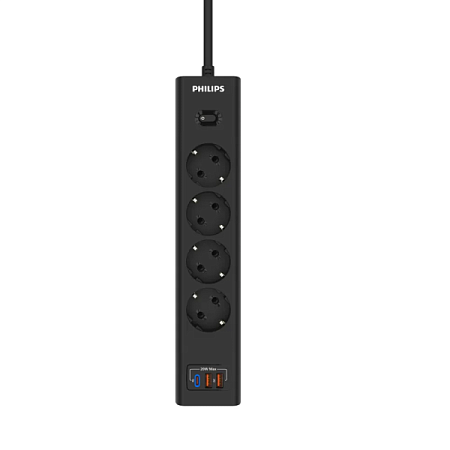 Сетевой фильтр Philips CHP4346 5м (4 розетки) Черный Сетевой фильтр Philips CHP4346 5м (4 розетки) Черный