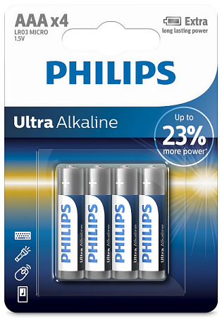 Батарейки Philips Ultra Alkaline AAA (4шт) Батарейки Philips Ultra Alkaline AAA (4шт)