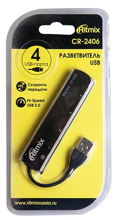 USB Разветвитель Ritmix CR-2406 4в1 Черный