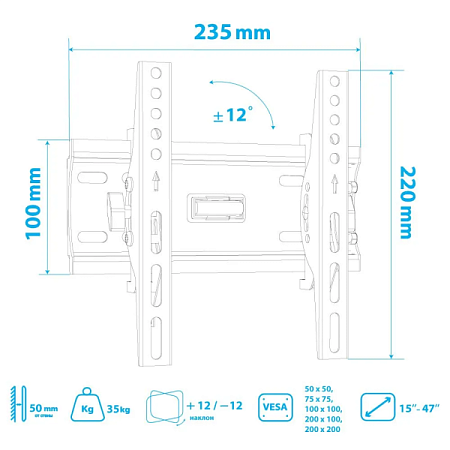 Кронштейн для телевизора Arm Media PLASMA-6 (15-47") Черный