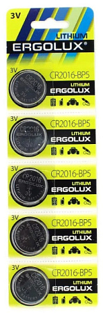 Батарейка Ergolux CR2016-BP5 (5шт)