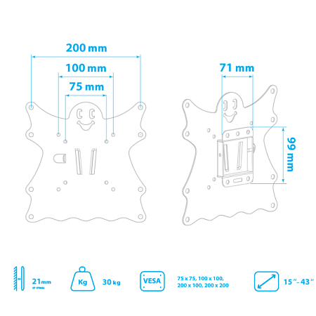 Кронштейн для телевизора Kromax CASPER-200 (15-40") Черный