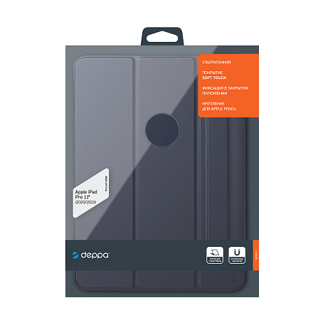 Чехол-книжка Deppa Wallet Onzo для iPad Pro 11 (2020/2021) Темно-синий (арт.88073)