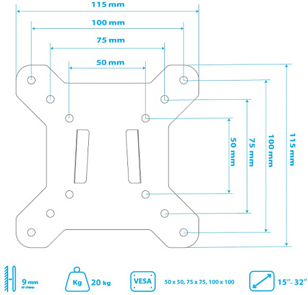 Кронштейн для телевизора Kromax VEGA-3 new (15"-32") Черный