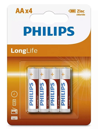 Батарейки Philips Zinc Chloride AA (4шт) Батарейки Philips Zinc Chloride AA (4шт)