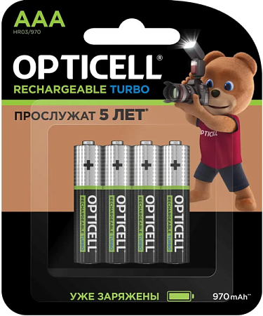 Аккумуляторная батарейка Opticell Rechargeable Turbo AAA (970 мАч) 4 шт